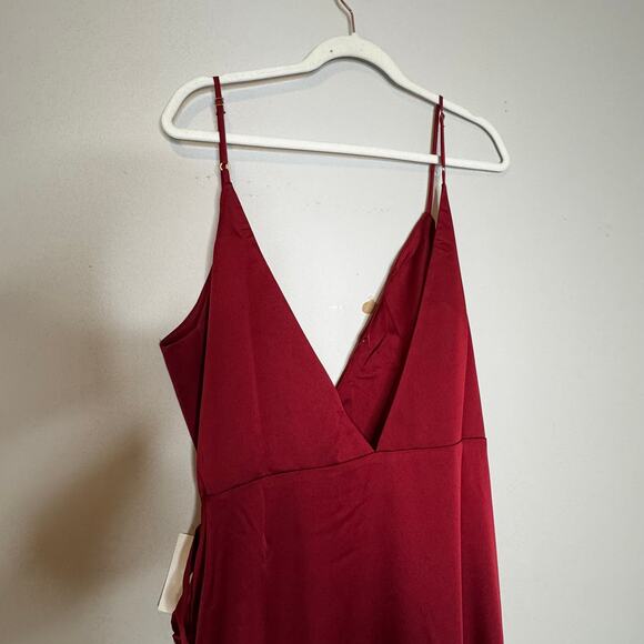 Show Me Your Mumu Mariah Red Ruby Satin Wrap V-Neck Evening Dress Size 3XL NWT - Picture 7 of 11
